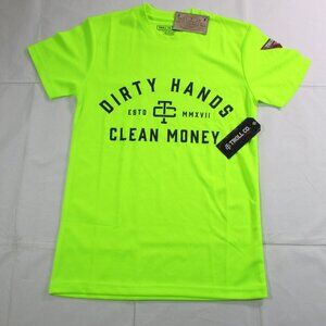 Troll Co. Men's Short Sleeve Dirty Hands Clean Money Graphic T-Shirt Bright Lime